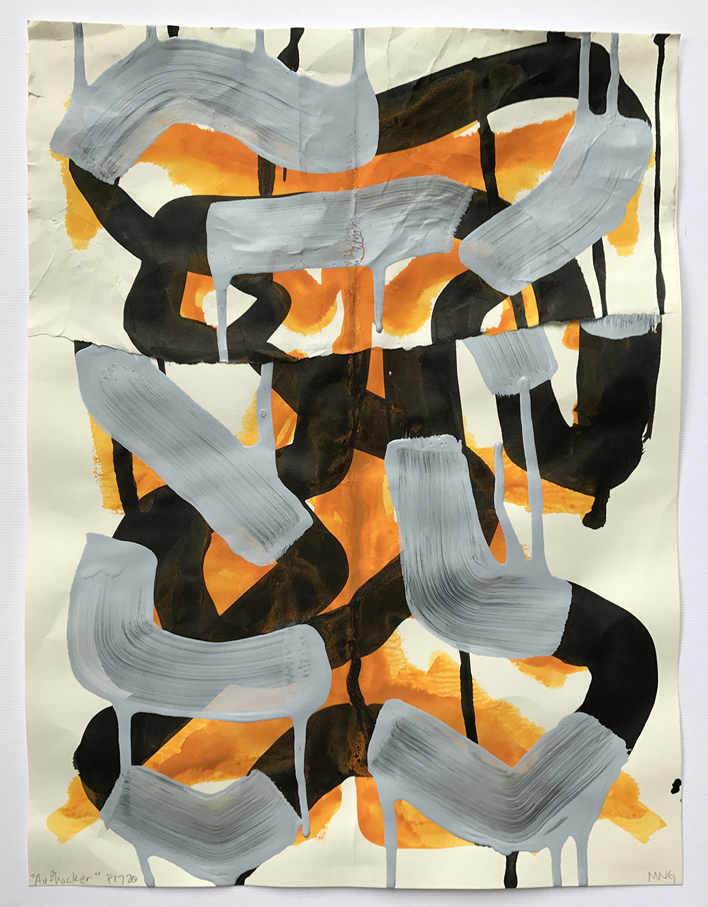 Aufhocker p1720, 2017, acrylic, ink, watercolor, and collage on paper, 14.5 × 11.25 inches