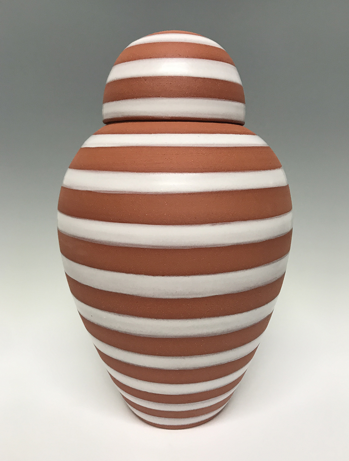 Urn with Stonehenge Glaze, 2019, terra cotta, 8.5 × 8.5 × 14 inches