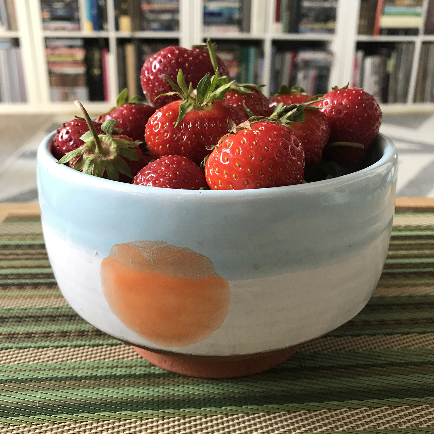 Majolica Sunrise Chawan (teabowl), 2019, terra cotta, 5.5 × 5.5 × 4 inches