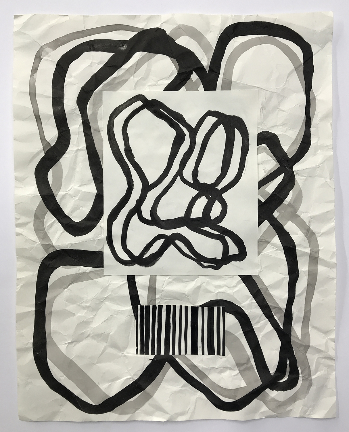 Aufhocker p1802, 2018, ink and collage on paper, 14 × 11 inches