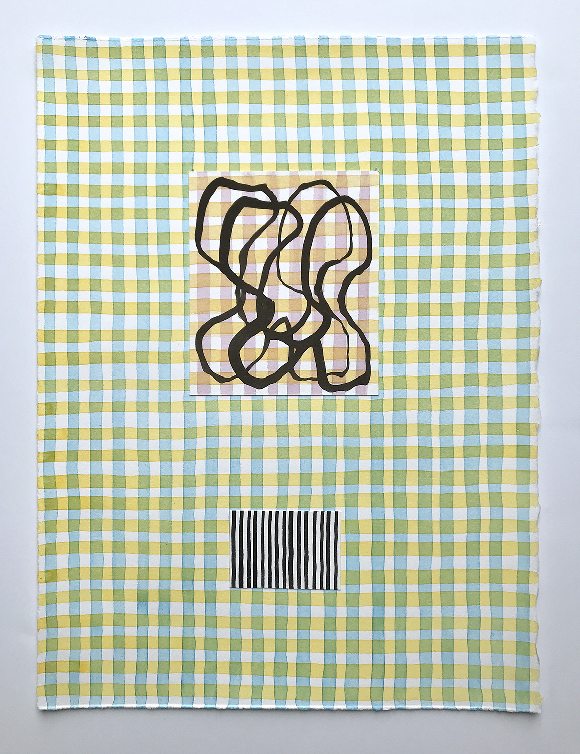 Aufhocker p1820, 2018, ink, watercolor, and collage on paper, 15 × 11 inches
