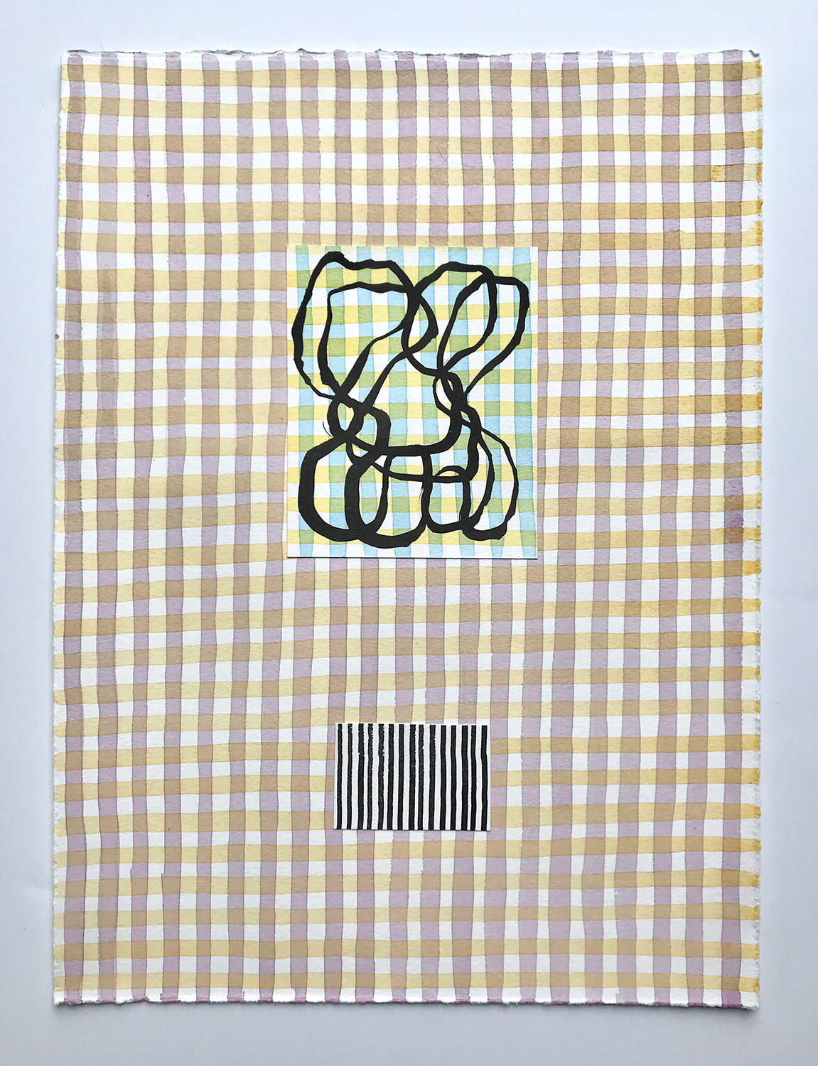 Aufhocker p1821, 2018, ink, watercolor, and collage on paper, 15 × 11 inches