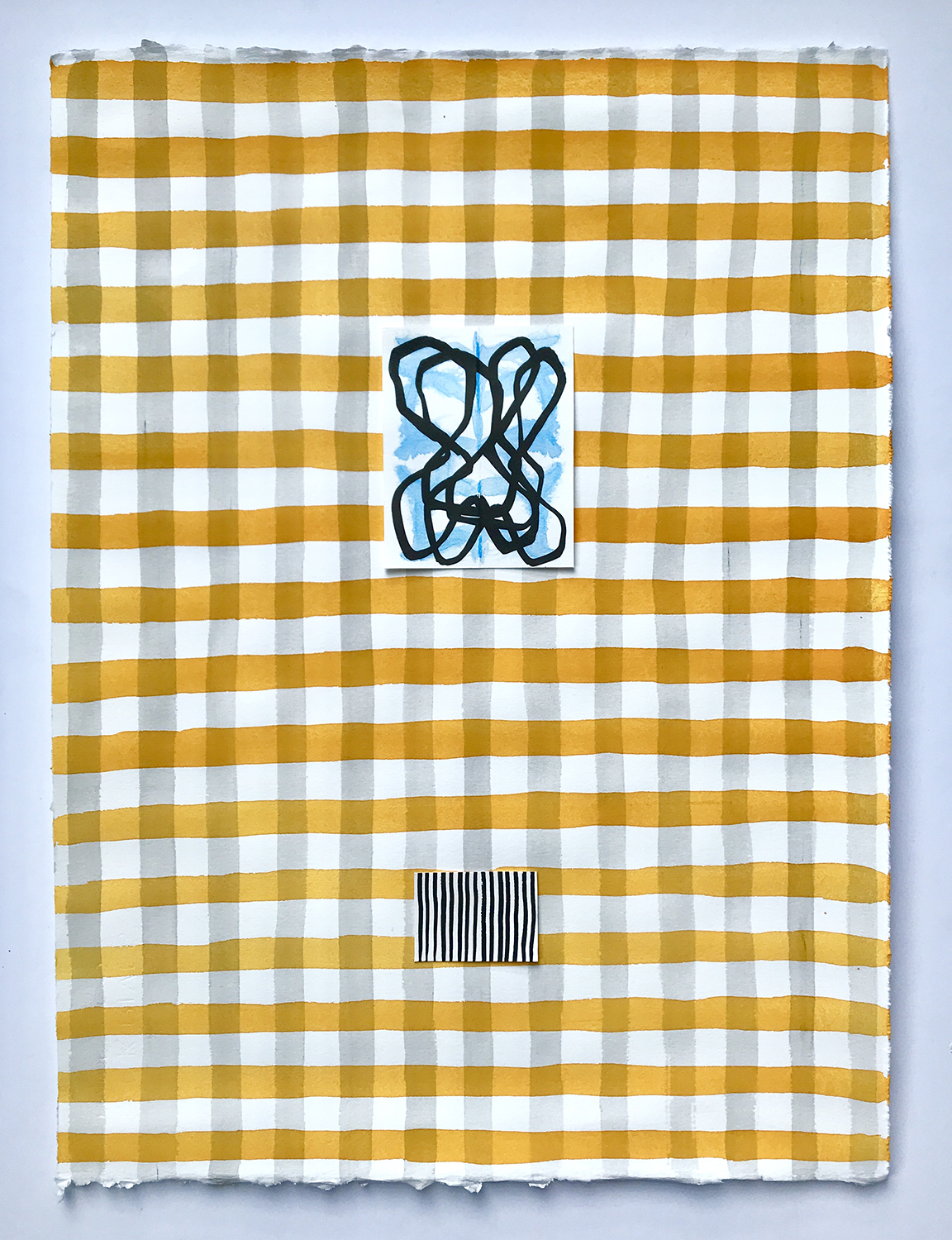 Aufhocker p1824, 2018, ink, watercolor, and collage on paper, 15 × 11.25 inches