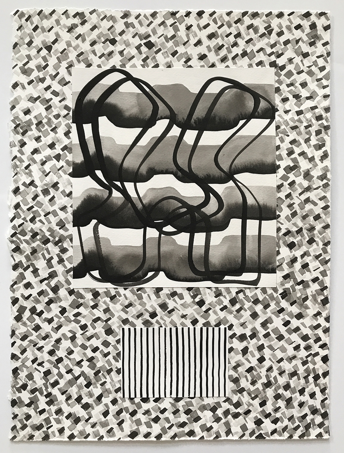 Aufhocker p1824, 2018, ink and collage on paper, 15 × 11.25 inches