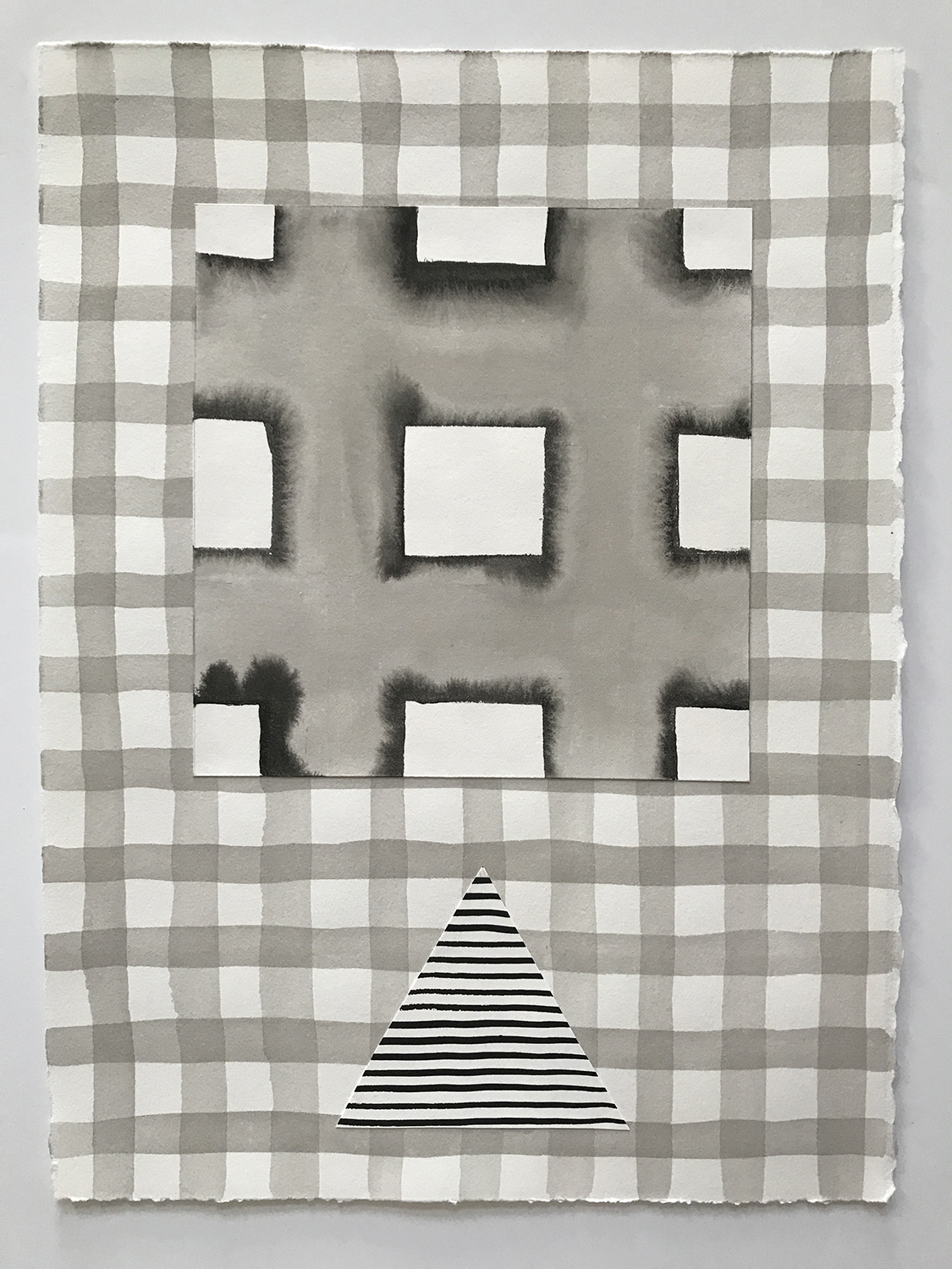 Untitled p1804, 2018, ink and collage on paper, 15 × 11 inches
