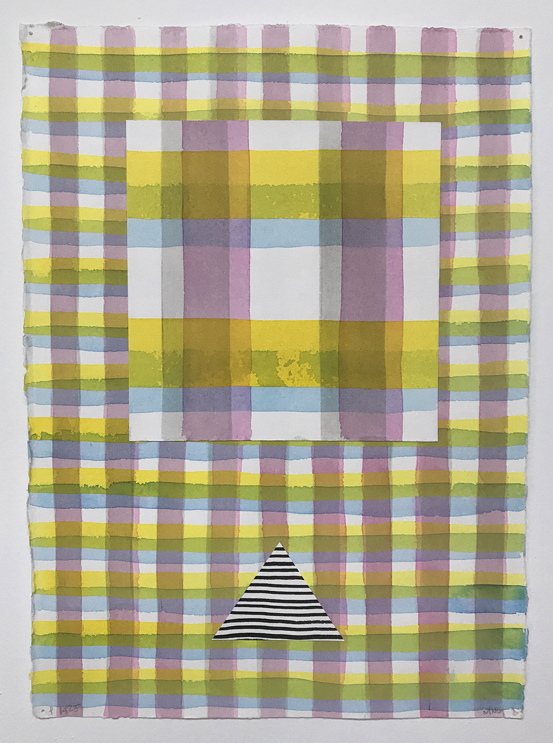 Untitled p1825, 2018, ink, watercolor, and collage on paper, 15 × 11 inches