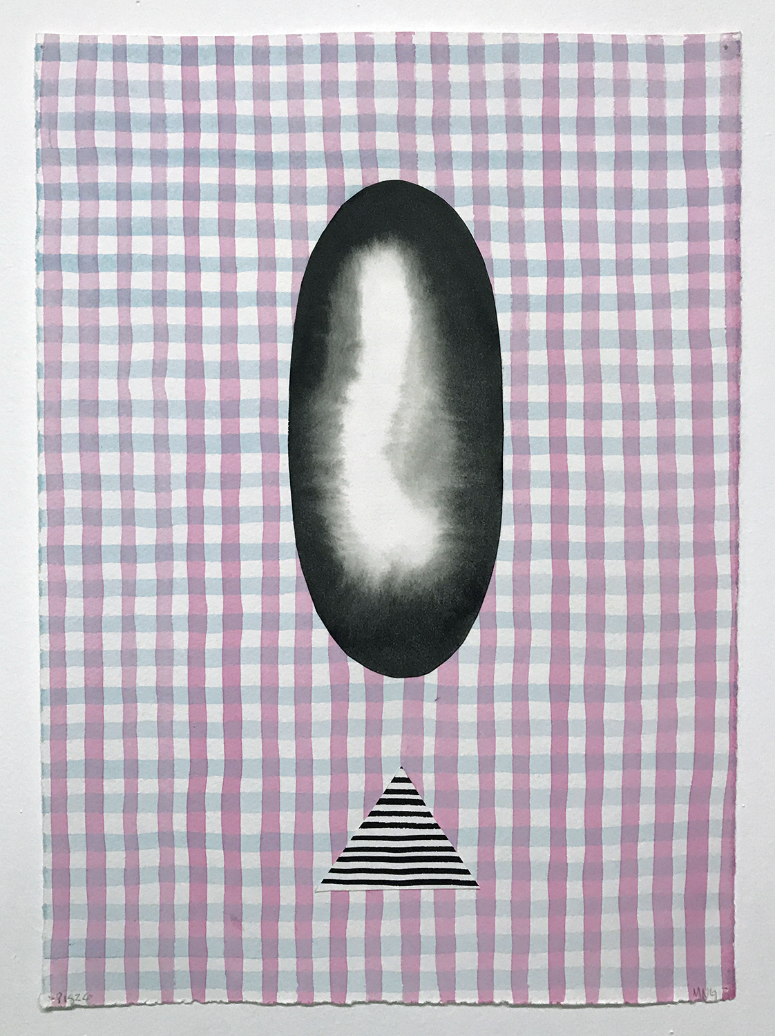 Untitled p1826, 2018, ink, watercolor, and collage on paper, 14 × 10 inches