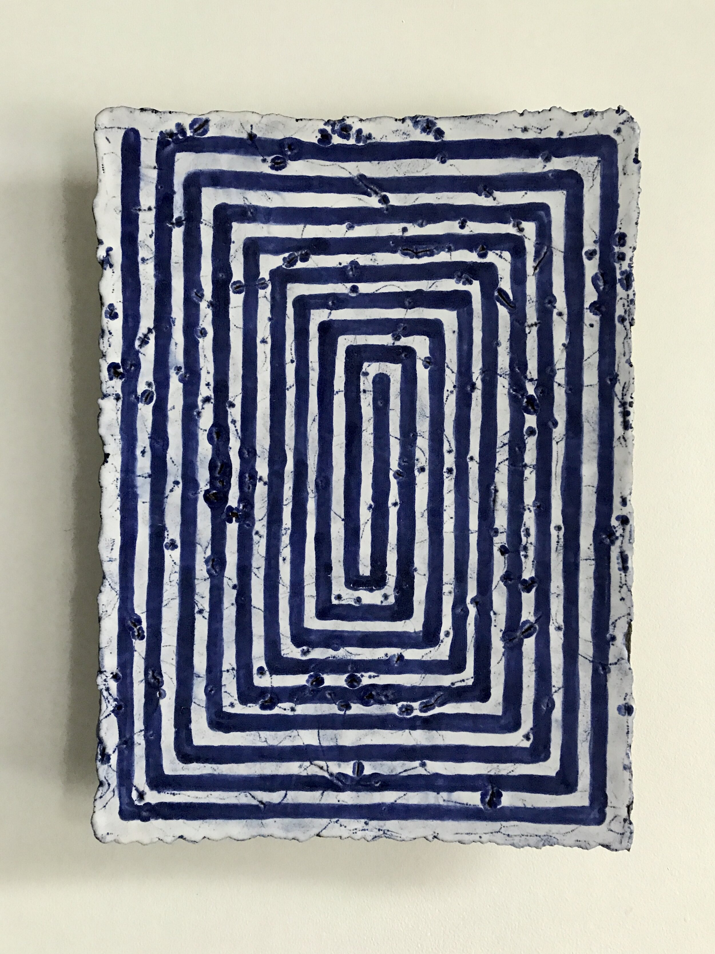 Majolica Spiral Platter, 2019, terra cotta, 18 × 12.5 × 2 inches