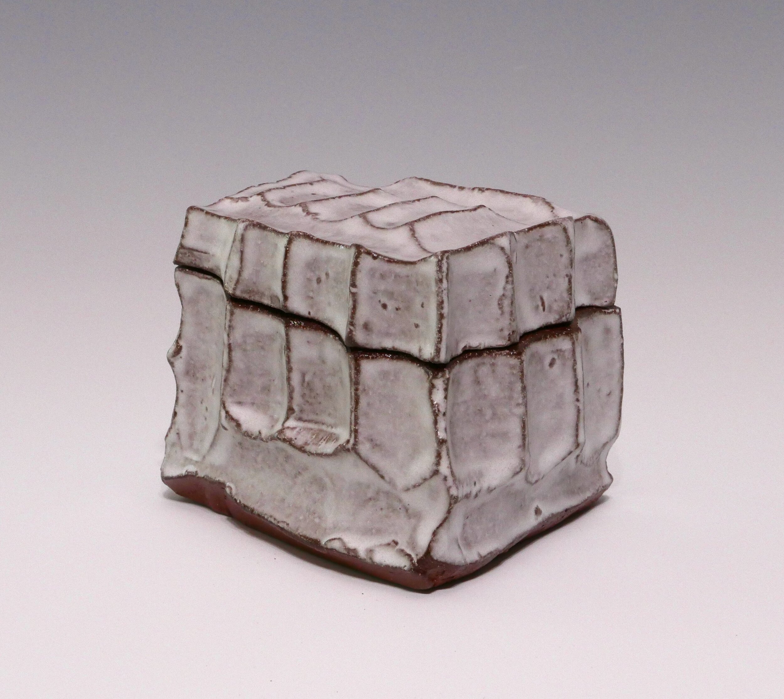 Kurinuki Box, hand-carved and glazed terra cotta, 3 × 3.5 × 3 inches