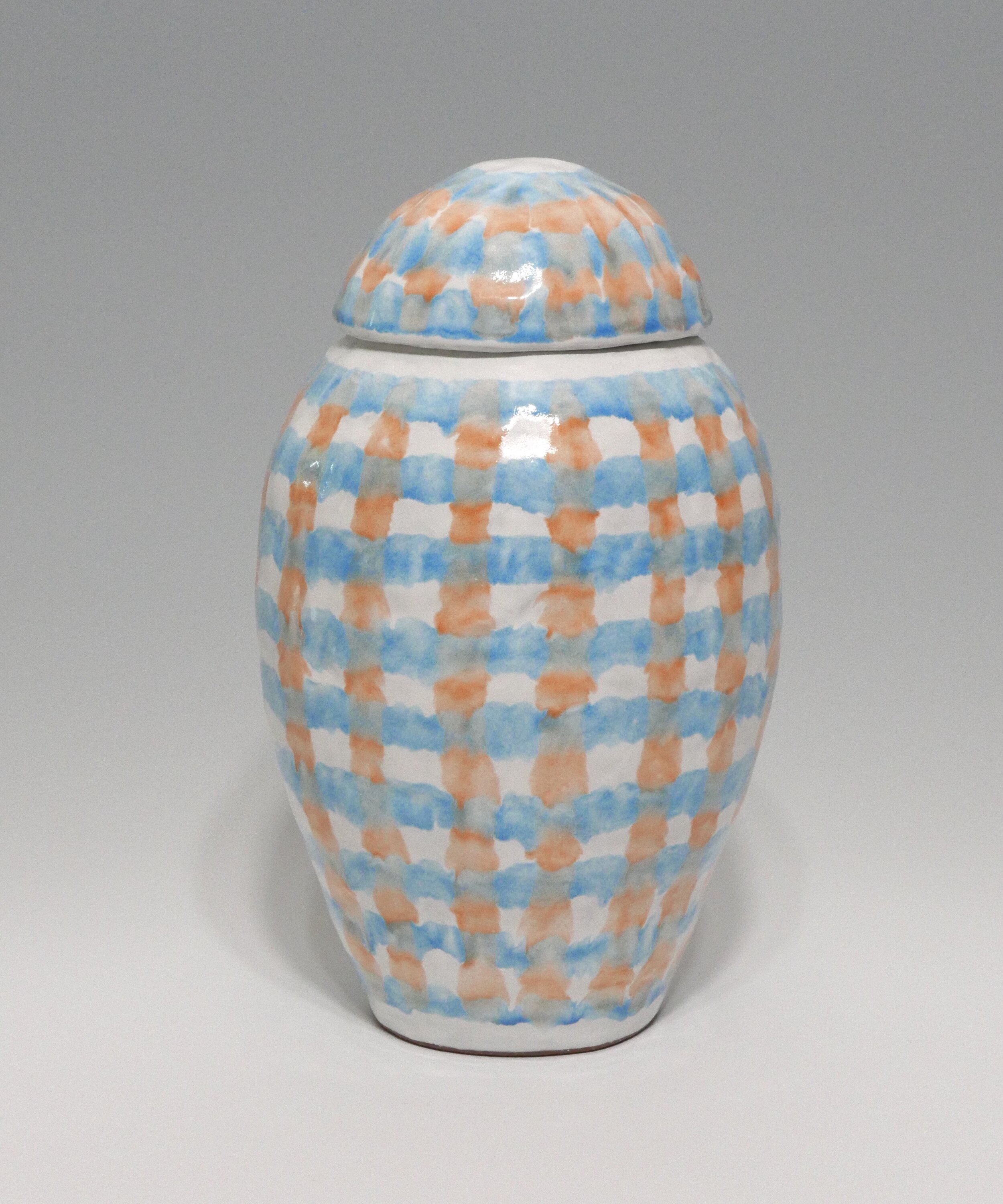 Majolica Urn, 2019, glazed terra cotta, 12.5 × 6 × 6 inches