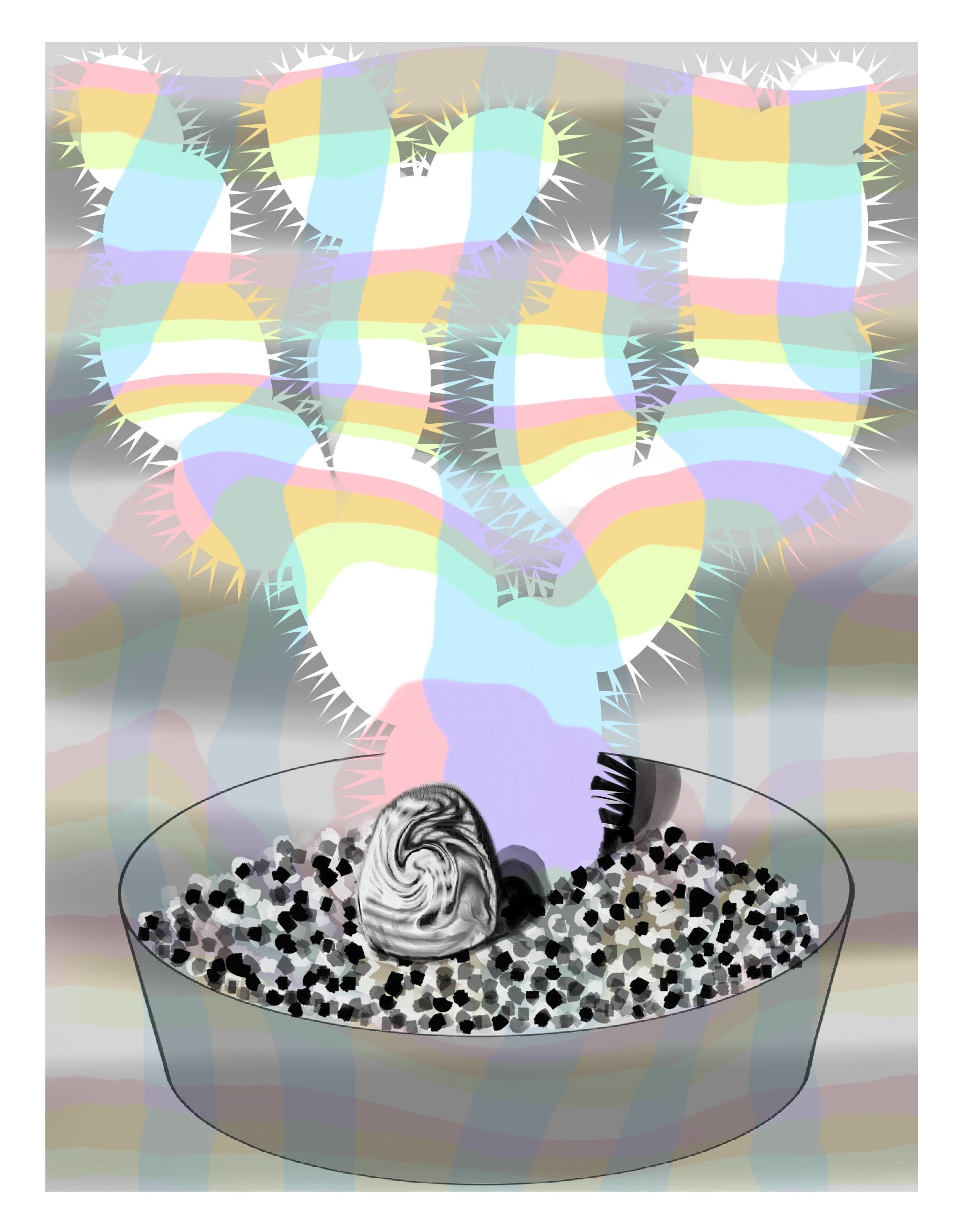 Untitled (cactus and sacred stone hallucinating), 2018, iPad drawing