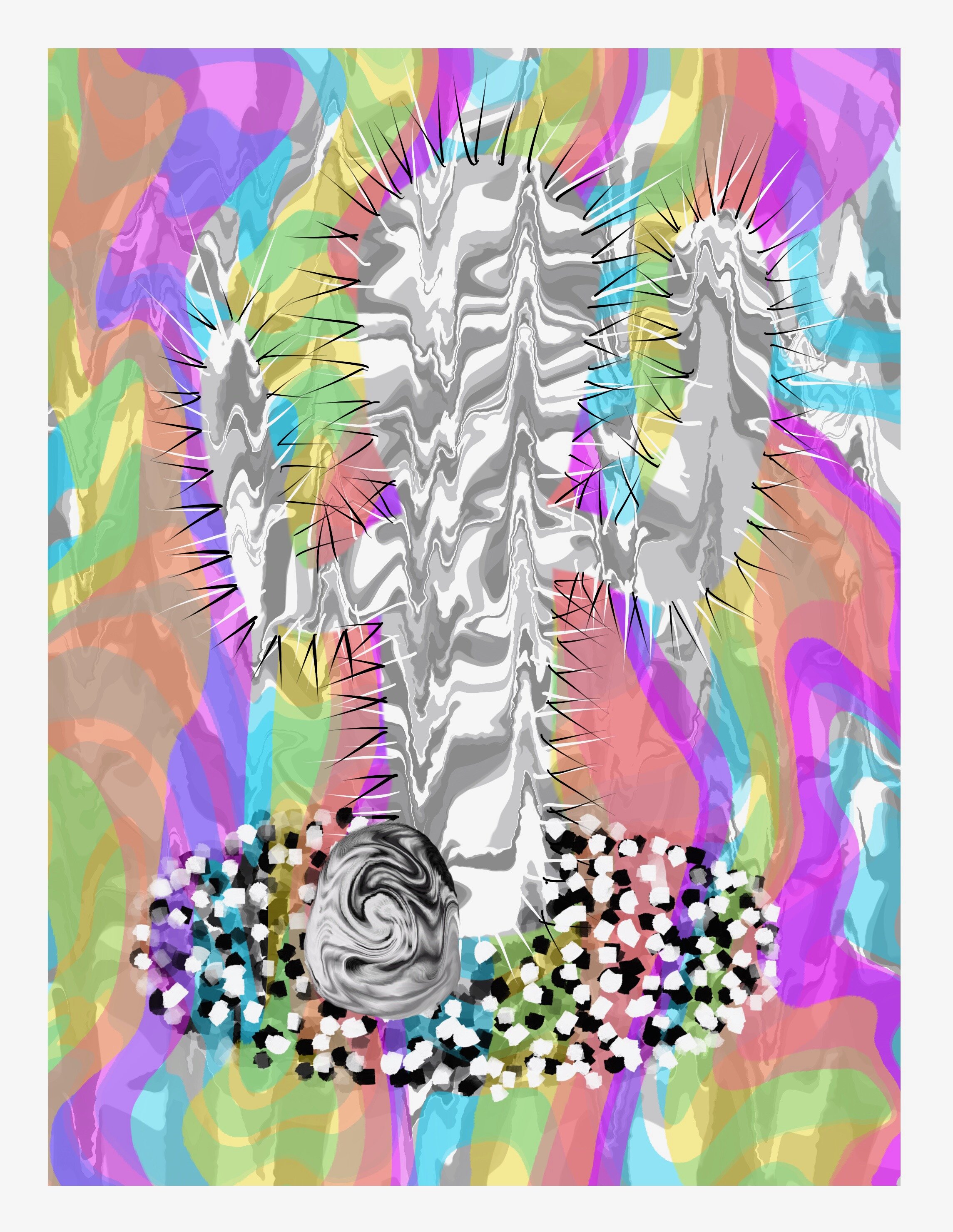 Untitled (cactus and sacred stone hallucinating 2.0), 2018, iPad drawing