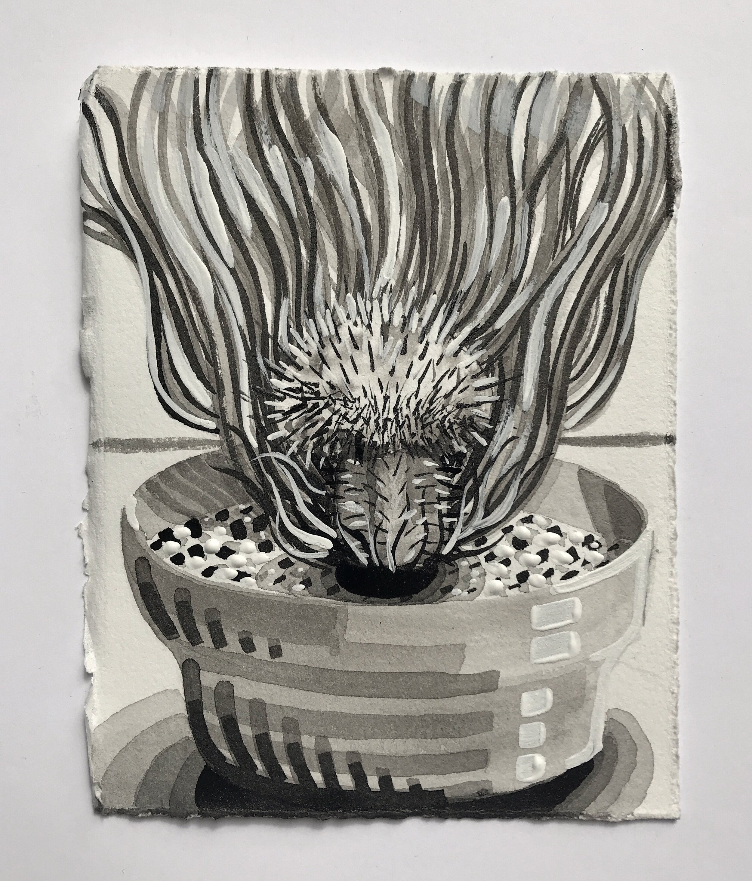 Untitled, 2019, walnut ink and watercolor on paper, 13 × 10 inches