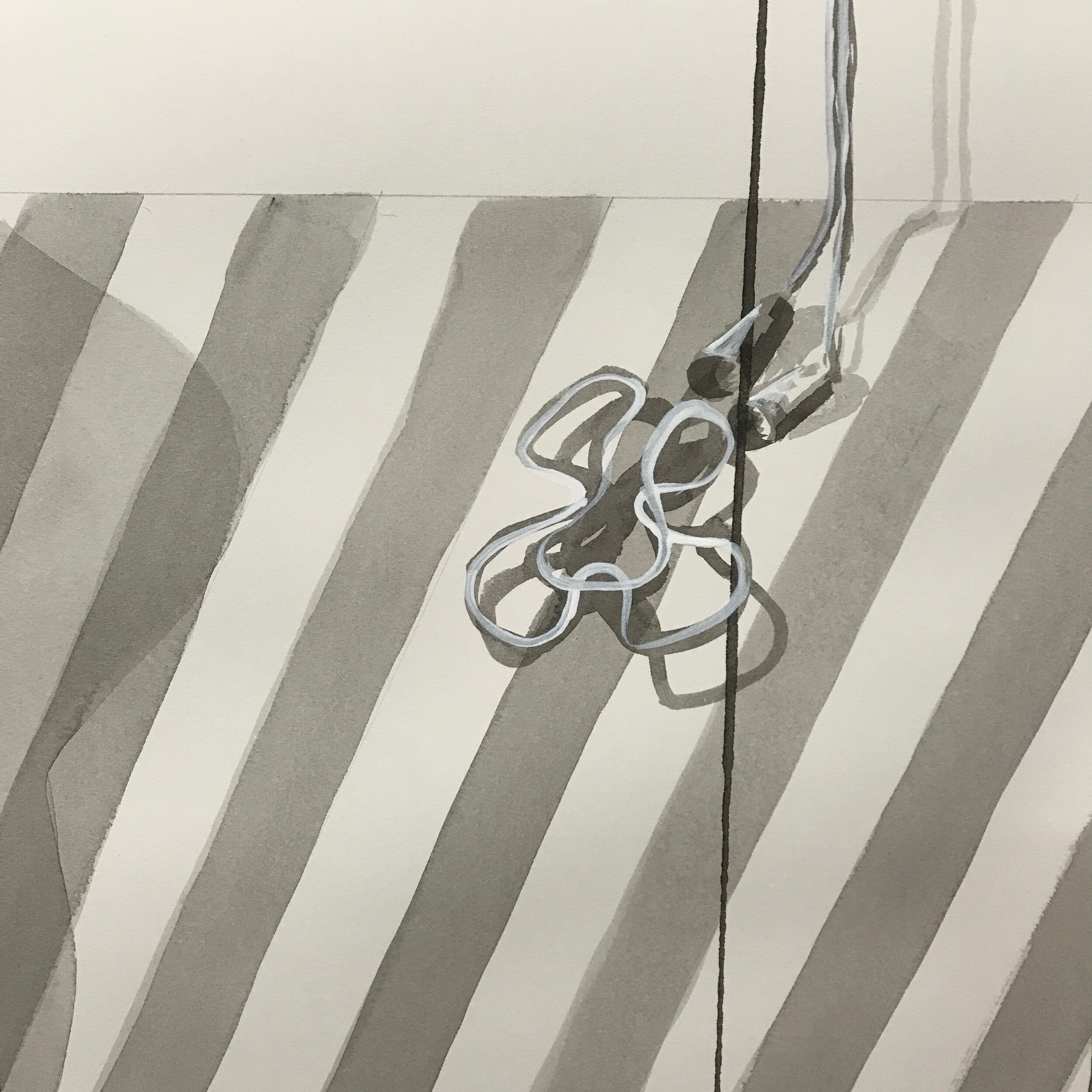 Untitled (memory of a cactus considering its options), 2018, ink and gesso on paper, 17.5 × 13.25 inches