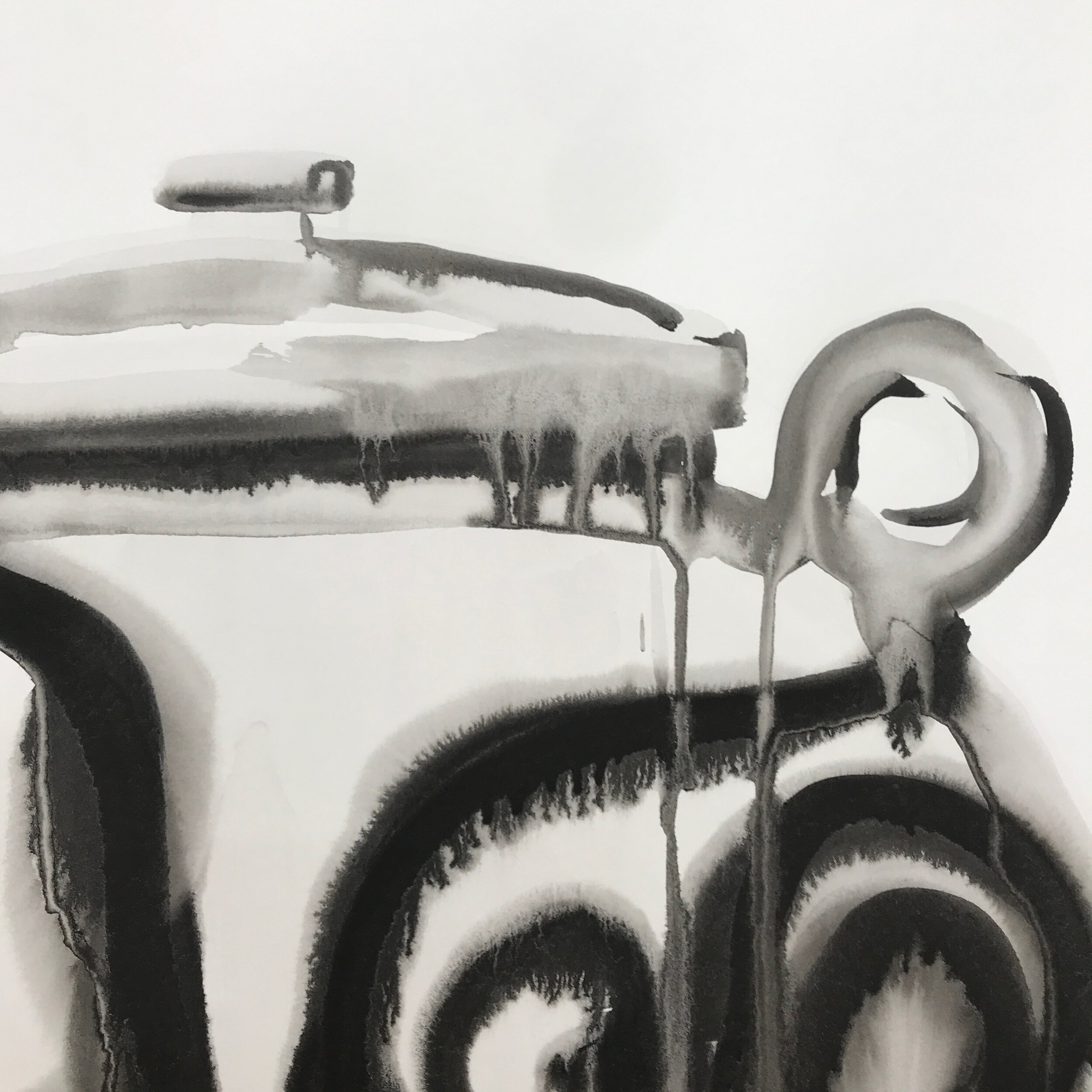 Untitled (octopus jar 2), 2020, ink on paper, 42 × 30 inches, detail